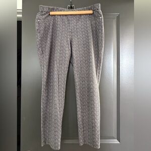 Michael Kors Gray and Cream Herringbone Design Cotton Knit Pants Large